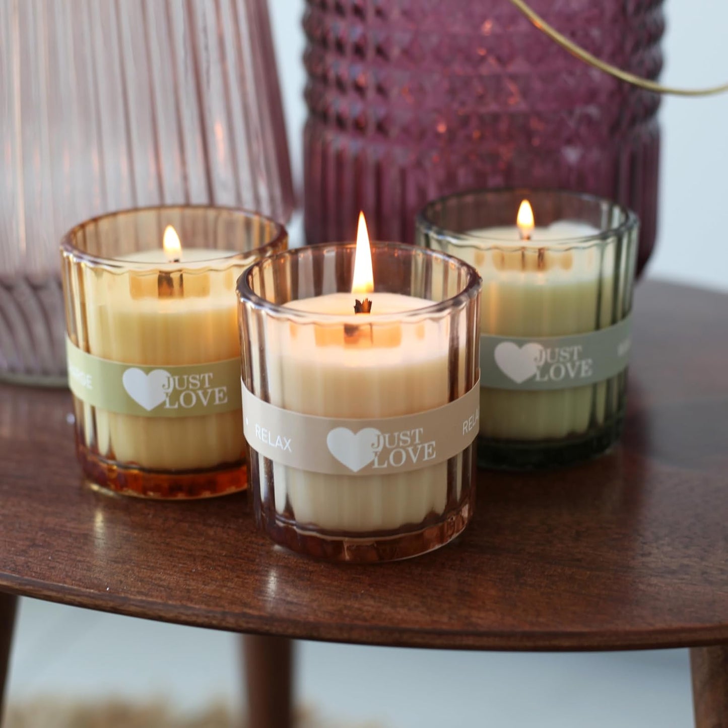 JUST LOVE „me time“ Duftkerzen Set für deine individuelle Stimmung, Duftkerze, Geschenke für Frauen, Valentinstaggeschenk, duftkerze im glas, beste Freundin Geschenk