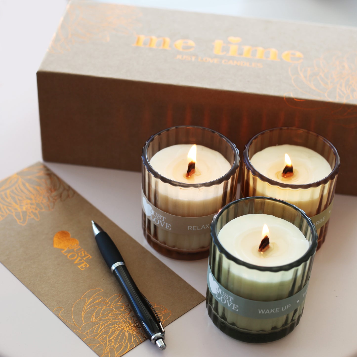 JUST LOVE „me time“ Duftkerzen Set für deine individuelle Stimmung, Duftkerze, Geschenke für Frauen, Valentinstaggeschenk, duftkerze im glas, beste Freundin Geschenk