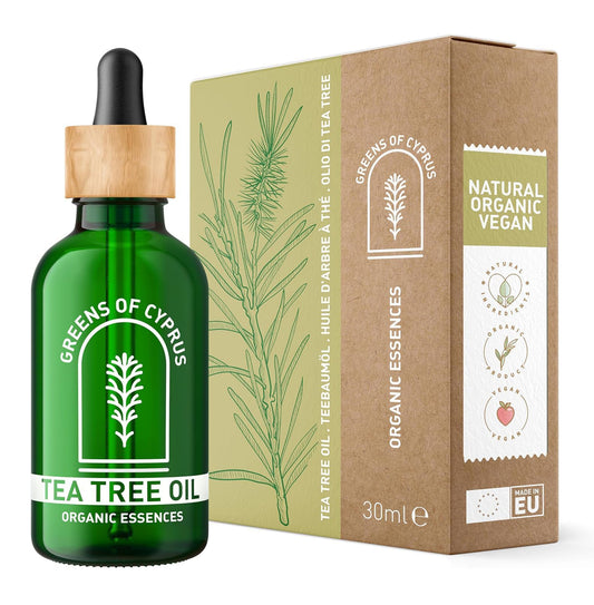 Teebaumöl 100% Bio & Rein - Hochwertiges Ätherisches Öl - Ideal für Haut, Haare & Nägel - Teebaumöl - Melaleuca Ätherisches Öl - GREENS OF CYPRUS