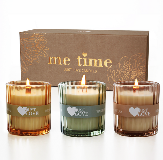 JUST LOVE „me time“ Duftkerzen Set für deine individuelle Stimmung, Duftkerze, Geschenke für Frauen, Valentinstaggeschenk, duftkerze im glas, beste Freundin Geschenk