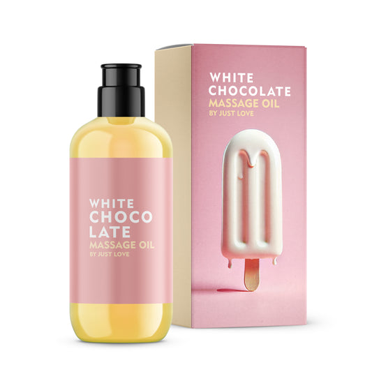 JUST LOVE sinnliches Massageöl mit verführerischem Duft nach weißer Schokolade – für intime Partnermassagen und heiße Momente - 150 ml Massage Öl